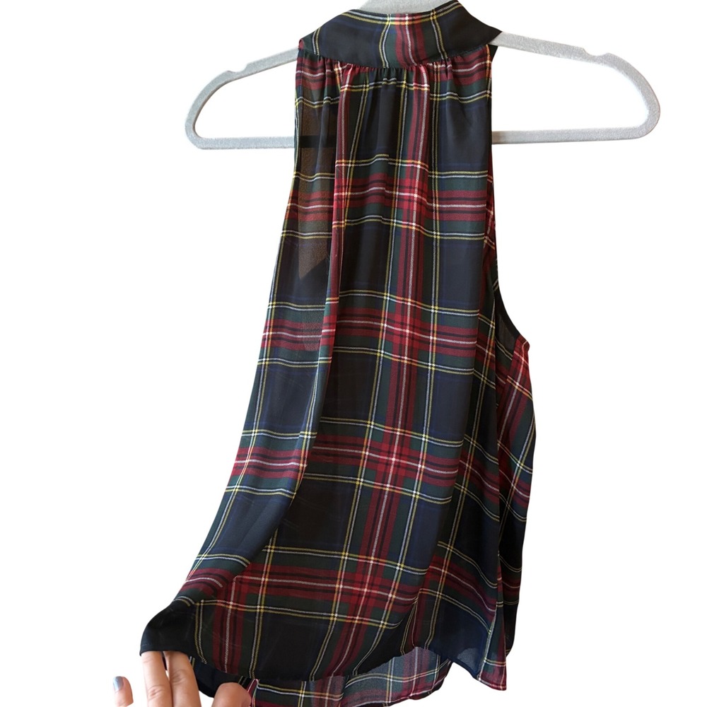 J.Crew Plaid Halter Top Women Size 10 Festive Colors Tartan Bow Back Deadstock